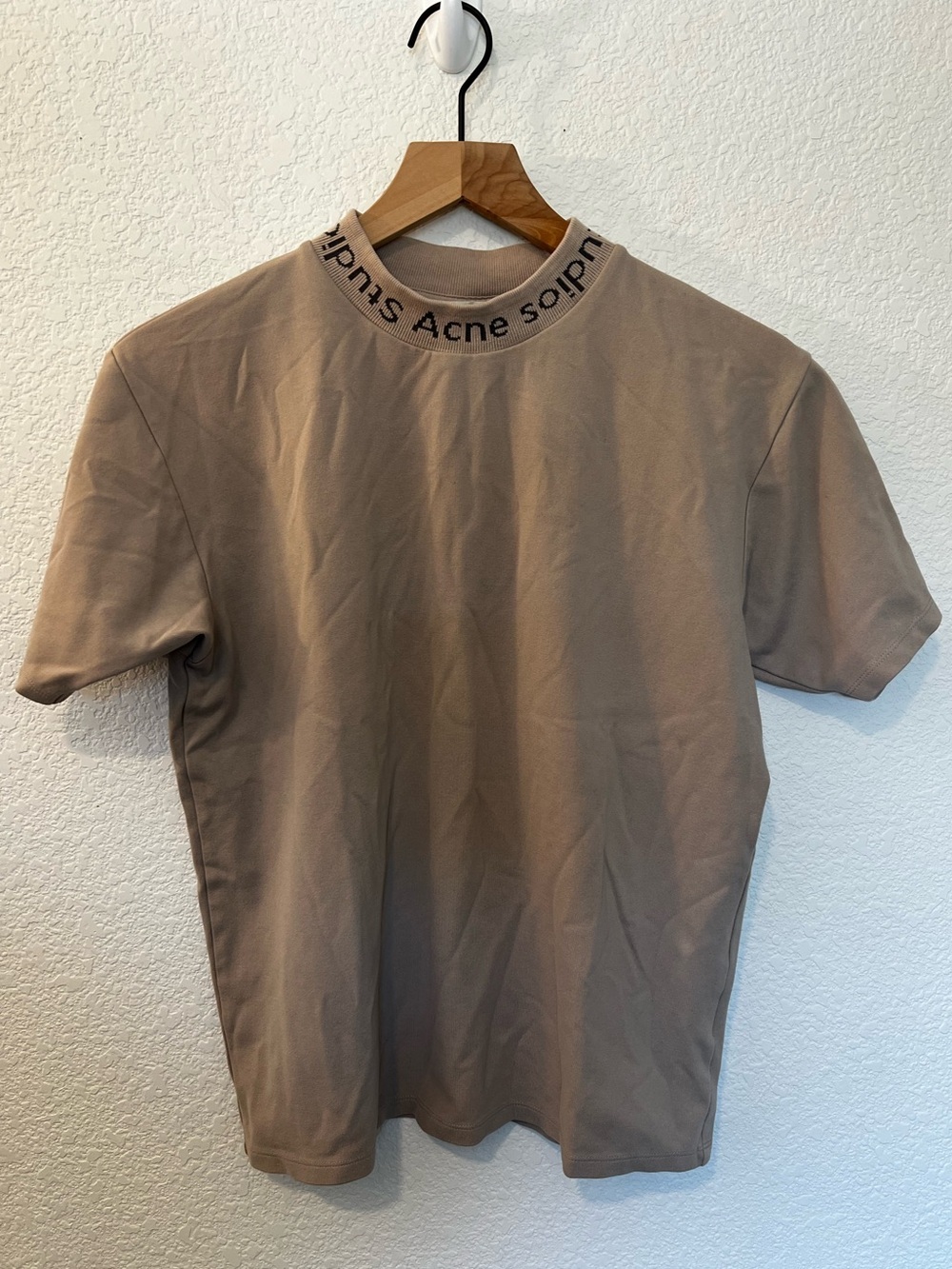 Acne Studios Beige Tan Navid Logo Tee- Size XXS